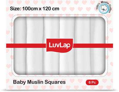 LuvLap Solid Single Swaddling Baby Blanket for  Mild Winter(Muslin, White)