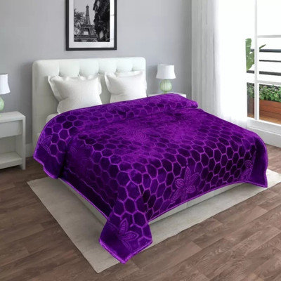 kirshinaENTERPRISES Solid Double Mink Blanket for  Heavy Winter(Microfiber, Purple 1)
