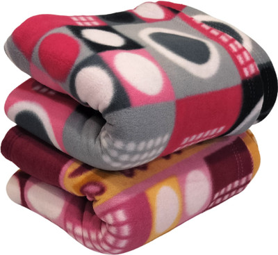 WARMZY Floral Single Fleece Blanket for  Heavy Winter(Polyester, 2 set type-3)