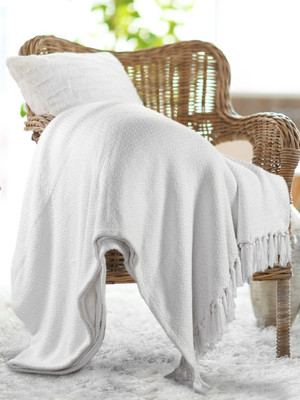 SASHAA WORLD Solid Single Throw for  AC Room(Cotton, White)