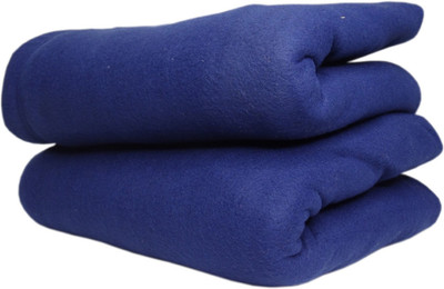 VORDVIGO Solid Single Fleece Blanket for  Mild Winter(Polyester, Blue)