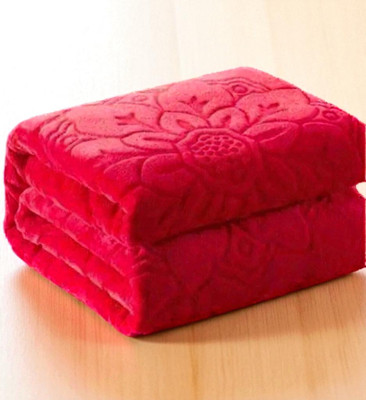 GKM Floral Double Mink Blanket for  Heavy Winter(Polyester, Red)