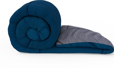 Convalexa Solid Single Comforter for  Heavy Winter(Microfiber, Blue & Grey)