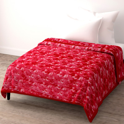 SPANGLE Printed Single Mink Blanket for  Mild Winter(Microfiber, Pink)