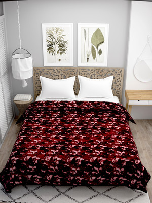 SPANGLE Printed King Mink Blanket for  Mild Winter(Microfiber, Maroon)
