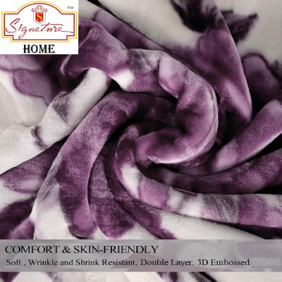 Signature Floral Double Mink Blanket for  Heavy Winter(Fur, Double Layer 4.8Kg Purple54)