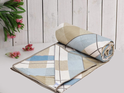 RUSTIC LINEN Geometric Double Dohar for  AC Room(Microfiber, Beige, Grey)