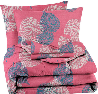 VAS COLLECTIONS Printed Double Quilt for  Heavy Winter(Microfiber, Pink & Grey)