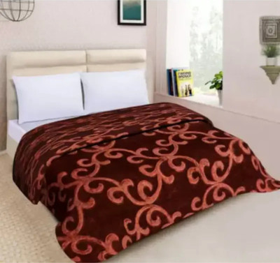 ACZO FEEL Solid Double Mink Blanket for  Heavy Winter(Microfiber, Brown)