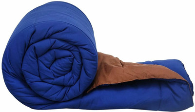 NK Handlooms Solid Single Comforter for  Heavy Winter(Poly Cotton, Brown & Blue)