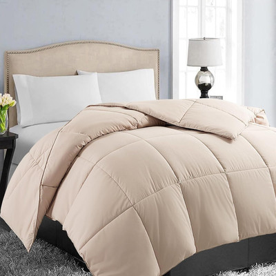 Blue Home Solid Double Comforter for  Mild Winter(Poly Cotton, Beige)