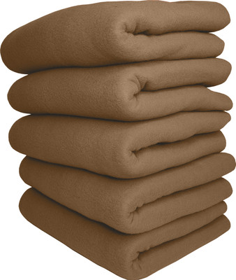 HOMIEE Solid Double Fleece Blanket for  AC Room(Polyester, 5 Camel)