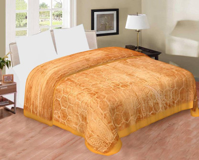 SPANGLE Self Design Double AC Blanket for  AC Room(Polyester, Yellow)