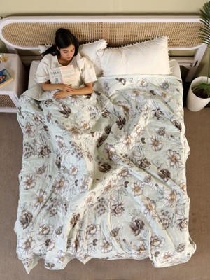 BLAN STAR Printed Double Comforter for  AC Room(Cotton, Grey, Blue)