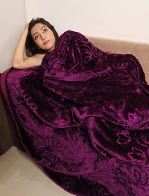 Retreat Solid Double AC Blanket for  Heavy Winter(Microfiber, Purple)