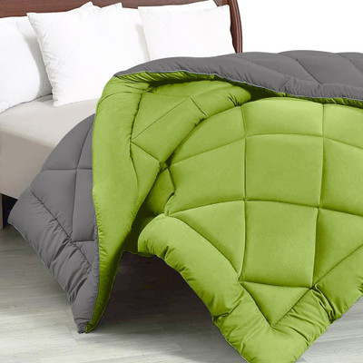 JAIPUR FABRIC Solid Double Comforter for  Heavy Winter(Microfiber, Dark Grey - Lemon Green)