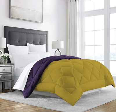 Linenovation Solid Single Comforter for  Heavy Winter(Polyester, Purple : Olive)