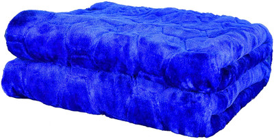 Changers Self Design Double Mink Blanket for  Heavy Winter(Microfiber, Blue)