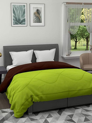 Relaxfeel Solid Double Quilt for  Heavy Winter(Polyester, Parrot Green & Brown)