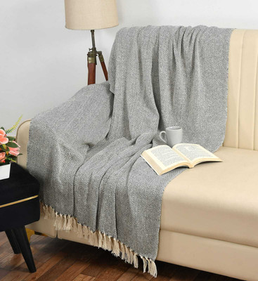 MY HOME Solid Single Throw for  Mild Winter(Cotton, Grey)