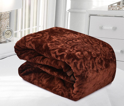 SM DECOR Printed Double Mink Blanket for  Heavy Winter(Polyester, Brown)