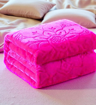 Swikon star Floral Double Mink Blanket for  Heavy Winter(Polyester, Pink)