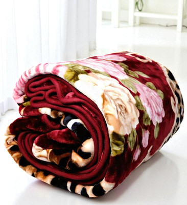 GKM Floral Double Mink Blanket for  Heavy Winter(Microfiber, Multicolor2)