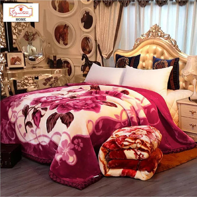 Signature Floral Double Mink Blanket for  Heavy Winter(Fur, Multicolor)