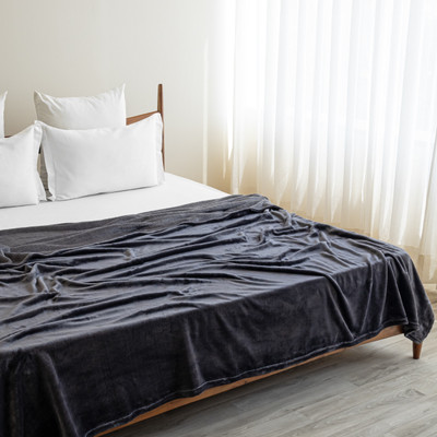 HOMEMONDE Solid Single AC Blanket for  Heavy Winter(Silk, Grey)