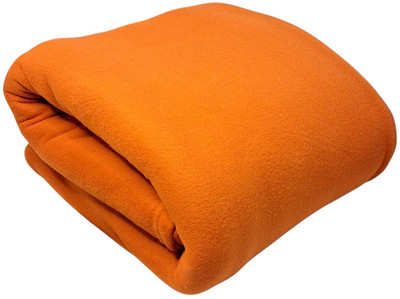 Royal Lush Solid Single Fleece Blanket for  AC Room(Woollen Blend, Orange)