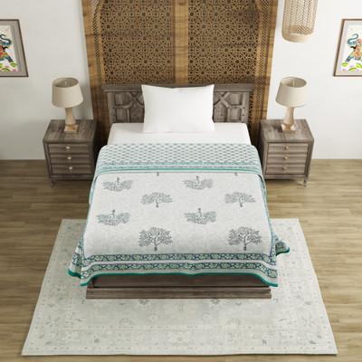 Blocks Of India Paisley Single Dohar for  AC Room(Cotton, Green)