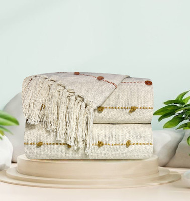 SAJAVAT HOME Striped Single Throw for  AC Room(Cotton, Beige)