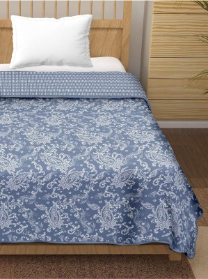 Anadhika Floral Double Dohar for  AC Room(Cotton, Miniture Blue)