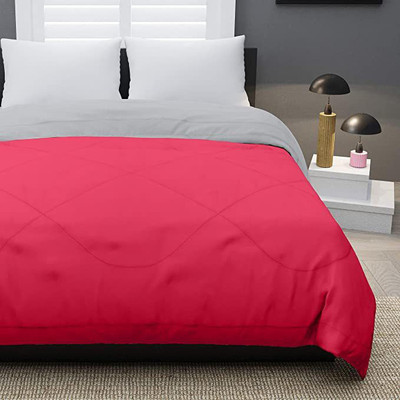 Comfowell Solid King Comforter for  Heavy Winter(Poly Cotton, Pink & Grey)