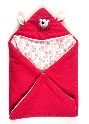 NAMAN Self Design Crib Hooded Baby Blanket for  AC Room(Polyester, rani)