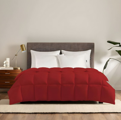 Texlux Solid Double Comforter for  Heavy Winter(Poly Cotton, Red)