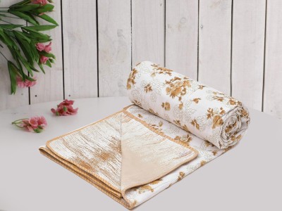 RRC Printed Single Dohar for  Heavy Winter(Cotton, Light Brown, Cream, White)