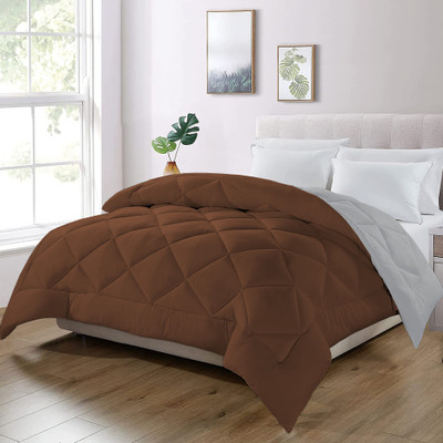 MeckHome Culture Solid Single Comforter for  Heavy Winter(Microfiber, Silver/Brown)