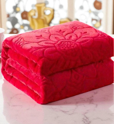 Changers Solid Double Mink Blanket for  Heavy Winter(Microfiber, Red)