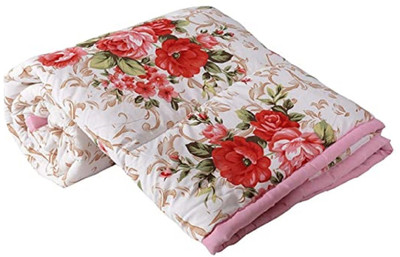 TUNDWAL'S Printed Single Dohar for  AC Room(Poly Cotton, White Red Flower)