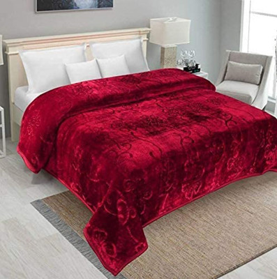 MFI Self Design Single Mink Blanket for  Heavy Winter(Microfiber, Deep Maroon)