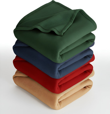 Home Stylish Solid Single Fleece Blanket for  AC Room(Polyester, Green + Red + Gold + Blue)