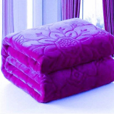 Swikon star Self Design Double Mink Blanket for  Heavy Winter(Cotton, Purple)