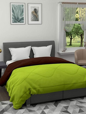 NK Handlooms Solid Double Quilt for  Heavy Winter(Polyester, Parrot Green & Brown)