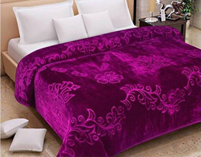 Changers Solid Double Mink Blanket for  Heavy Winter(Microfiber, Purple)