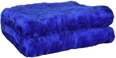 TAYCORELIVING Solid Double Mink Blanket for  AC Room(Microfiber, Blue)