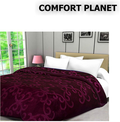 COMFORT PLANET Floral Double Mink Blanket for  Heavy Winter(Microfiber, Wine)