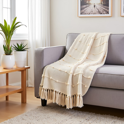 SAJAVAT HOME Printed Single Throw for  AC Room(Cotton, Beige)