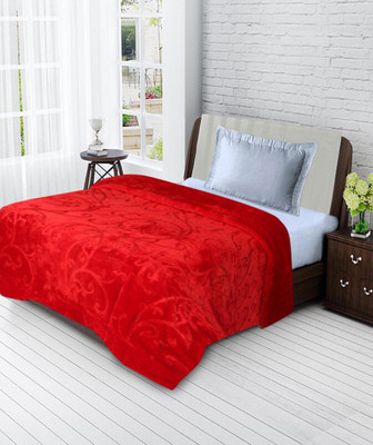 MFI Solid Single Mink Blanket for  AC Room(Microfiber, Red)