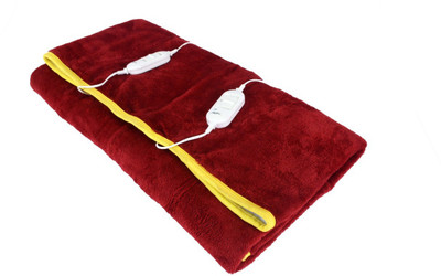LERV'S Collection Solid Double Electric Blanket for  Heavy Winter(Poly Cotton, Maroon)